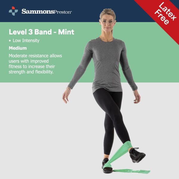 Sammons Preston Resistance Bands for Working Out, Non-Latex Exercise Bands, Resistance Bands for Physical Therapy, Improve Strength & Flexibility, Stretch & Tone Major Muscles, 5pk - Image 4