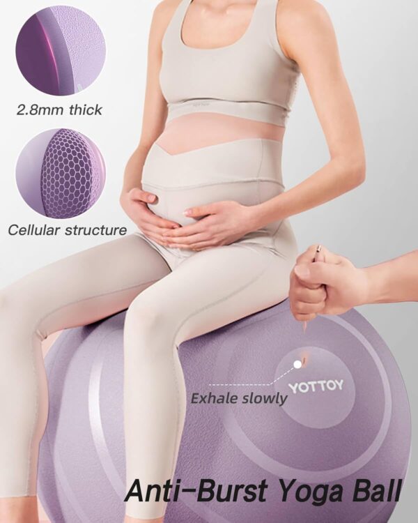 YOTTOY Anti-Burst Exercise Ball for Working Out, Yoga Ball for Pregnancy,Extra Thick Workout Ball for Physical Therapy,Stability Ball for Ball Chair Fitness with Pump - Image 2