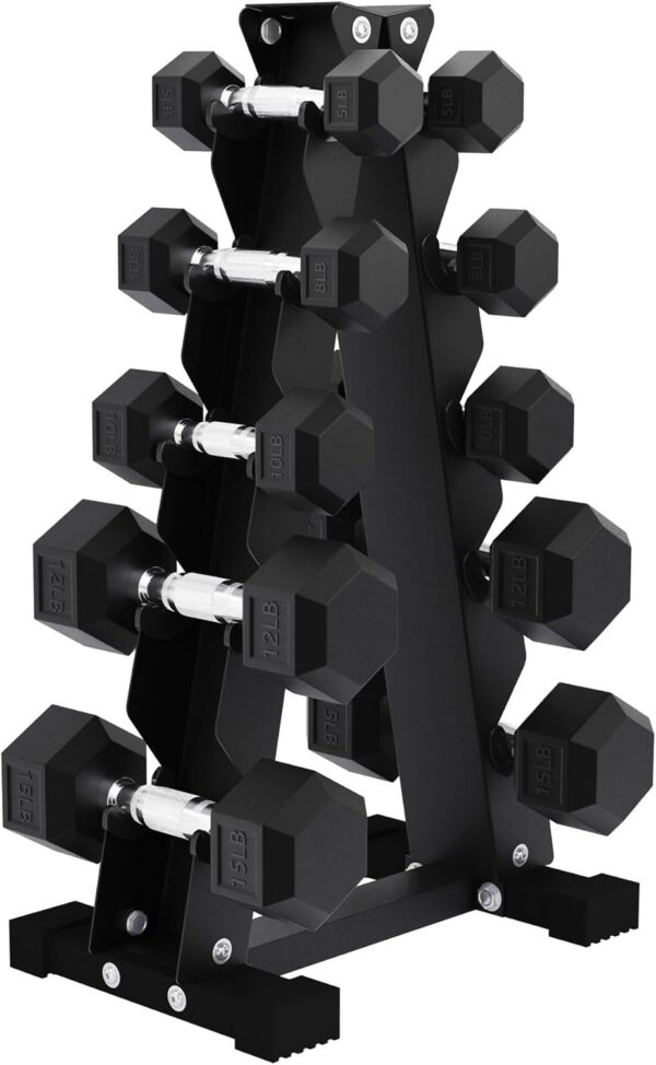 BalanceFrom Premium Rubber Encased Hex Dumbbell Sets, 46LBS Set, 60LBS Set, 100LBS Set