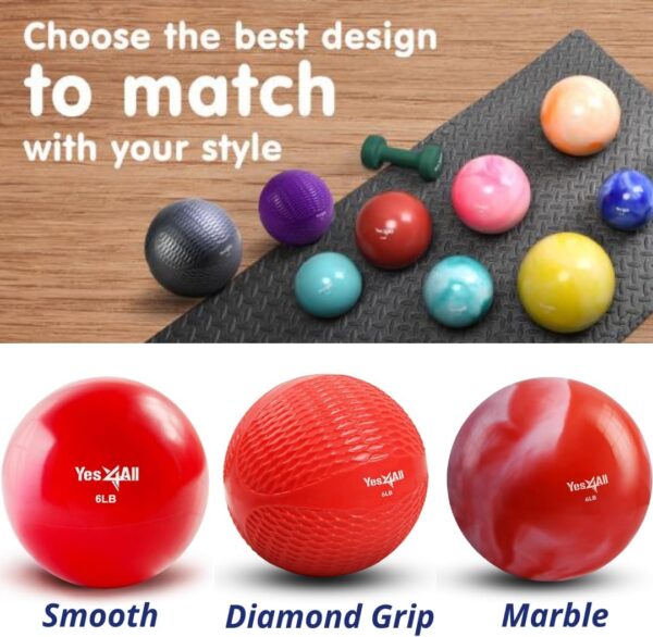 Yes4All Weighted Toning Balls for Exercise, Soft Medicine Balls for Exercise, Pilates, Yoga, Balance, Flexibility, 2-10lbs - Image 7