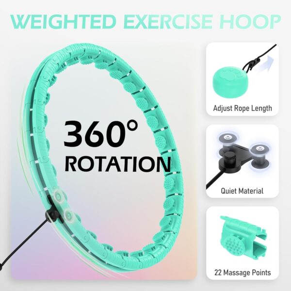 Weighted Hula Circle for Adults Weight Loss, Infinity Fitness Hoop Plus Size 51 Inch with Sweat Belt, Include 27 Detachable Links and Waist Trainer for Women - Image 6