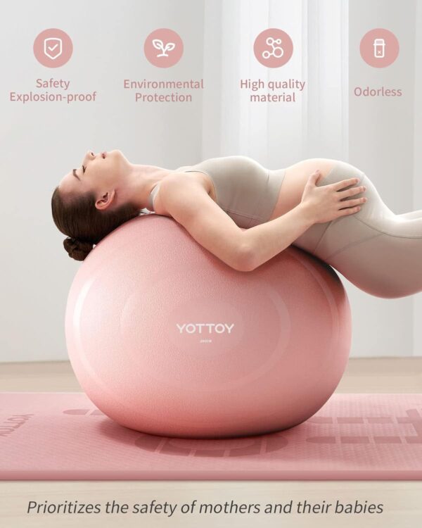 YOTTOY Anti-Burst Exercise Ball for Working Out, Yoga Ball for Pregnancy,Extra Thick Workout Ball for Physical Therapy,Stability Ball for Ball Chair Fitness with Pump - Image 5