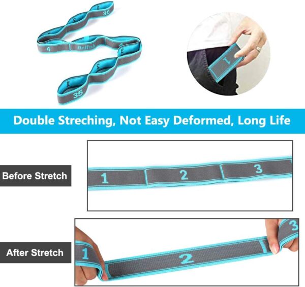 Stretch Strap, Elastic Yoga Stretching Strap, Multi-Loop for Physical Therapy, Pilates, Yoga, Dance & Gymnastics Exercise and Flexible Pilates Stretch Band - Image 3