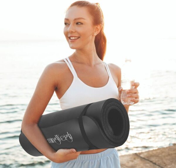 HemingWeigh 1 Inch Extra Thick Non Slip Yoga Mat - Exercise Mats for Home Workouts, Black (70"L x 23"W) - Image 7