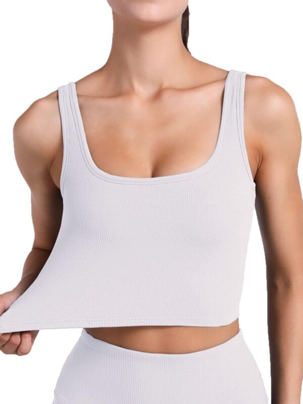 FelFory Longline Sports Bra Tank Top Bra Tops for Women Seamless Sports Bra Ribbed Workout Tops Crop Tops Bra Fitness Yoga - Image 4