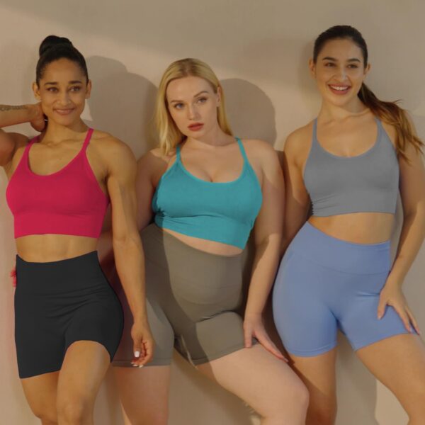 Evercute Racerback Sports Bras Padded Y Racer Back Cropped Bras for Yoga Workout Fitness Low Impact - Image 2