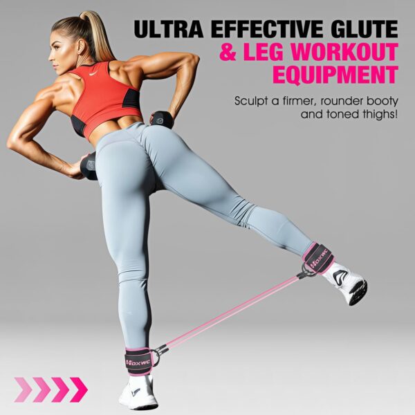 Ankle Resistance Bands with Cuffs, Ankle Bands for Working Out, Ankle Resistance Band for Leg, Booty Workout Equipment for Kickbacks Hip Fitness Training, Exercise Bands for Butt Lift Women - Image 3