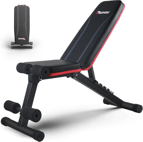 PASYOU Adjustable Weight Bench Full Body Workout Multi-Purpose Foldable Incline Decline Exercise Workout Bench for Home Gym