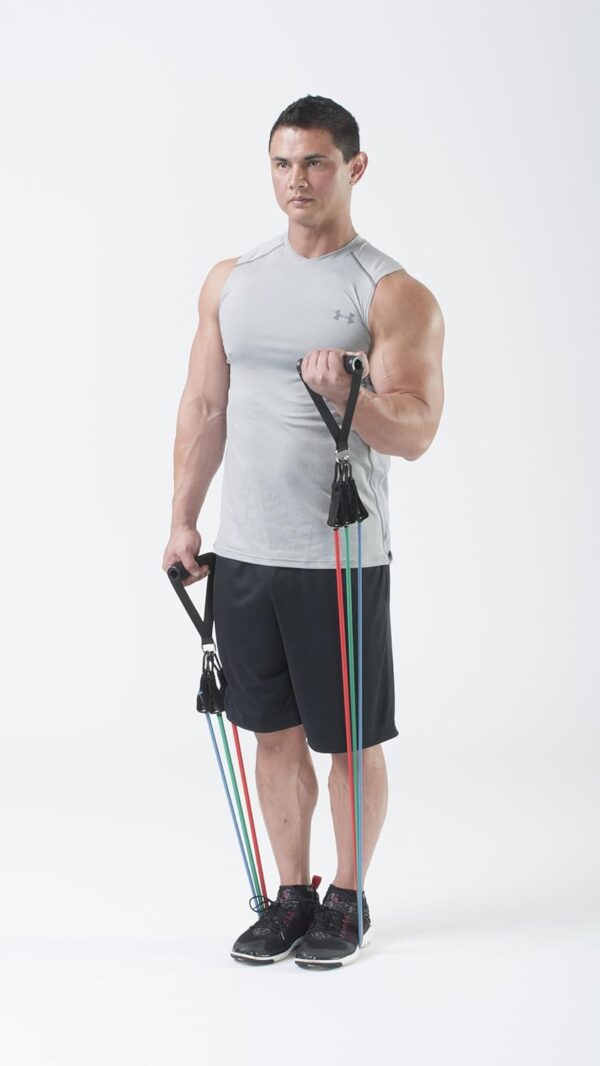 Black Mountain Products Resistance Band Set with Door Anchor, Ankle Strap, Exercise Chart, and Carrying Case, 48" - Image 4