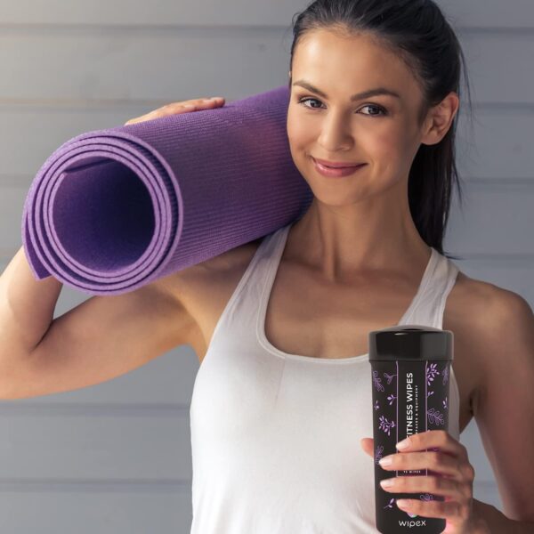 Wipex Gym Wipes & Fitness Equipment Wipes, Natural Lavender & Vinegar Wipes to Clean the Grime off Yoga Mats, Weight Machines & Surfaces, Spinning & Peloton Bikes, 75 Count (Pack of 1) - Image 2