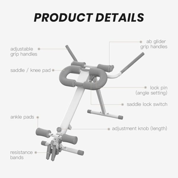 WONDER CORE Pro Max Workout Equipment Home Gym, 4-in-1 Exercise Equipment: Rowing Machine, Leg Press Machine, Ab Glider Machine, Roman Chair, Fitness Equipment for Abdominal & Core Strength Training - Image 8