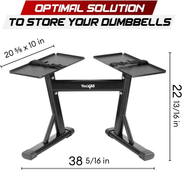 Yes4All Stand for Adjustable Dumbbells up to 160 Pound, Dumbbells Spotter Stand, Dumbbells Rack & Weight Rack with Strap, Convenience & Safety, Easy Storage, Use Expandable Dumbbells - Image 3