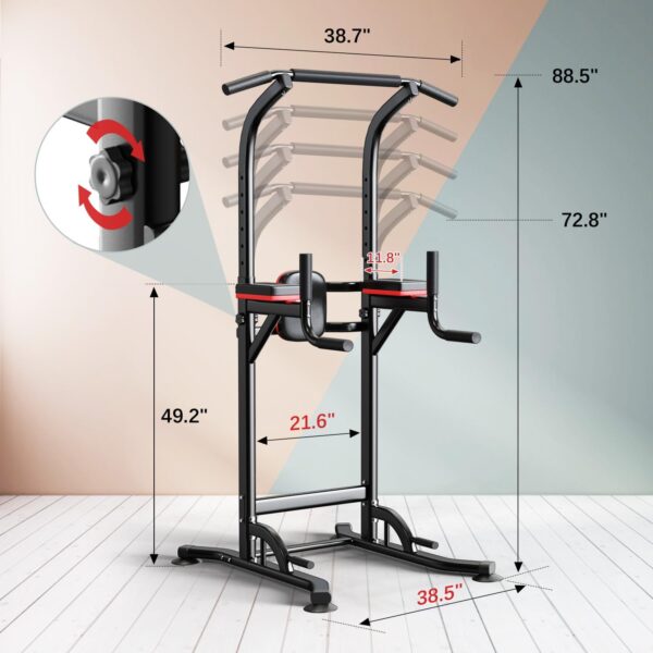 Wesfital Pull Up Bar Power Tower Dip Bar Station Dip Stand Multi-Functional Workout Equipment Strength Training Machine for Men Women Home Gym - Image 6