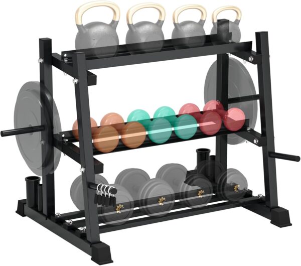 Yes4All 1100 lbs Capacity Dumbbell Rack Stand, Weight Storage Racks Multifunction Steel Weight Rack for Dumbbells, Kettlebells, and Weight Plates for Home Gym