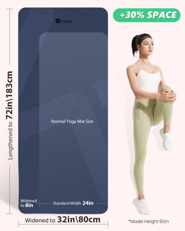 KEEP Yoga Mat, 32" Extra Wide Exercise Mat with Strap for Men and Women, 7mm Thick Double-Sided Non-Slip Eco-friendly Yoga Mat for Pilates, Workout and Fitness - Image 6