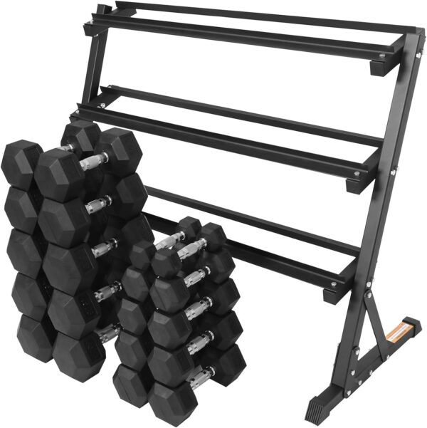 Premium Rubber Coated Hex Dumbbell Weight Set, Multiple Packages - Image 3