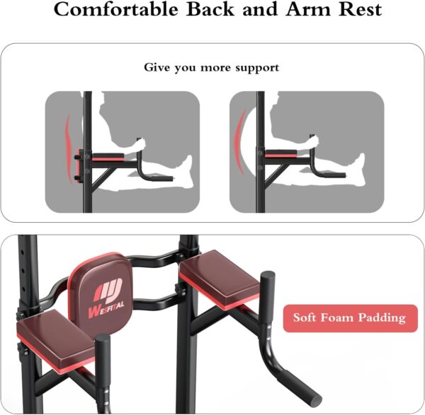 Wesfital Pull Up Bar Power Tower Dip Bar Station Dip Stand Multi-Functional Workout Equipment Strength Training Machine for Men Women Home Gym - Image 7