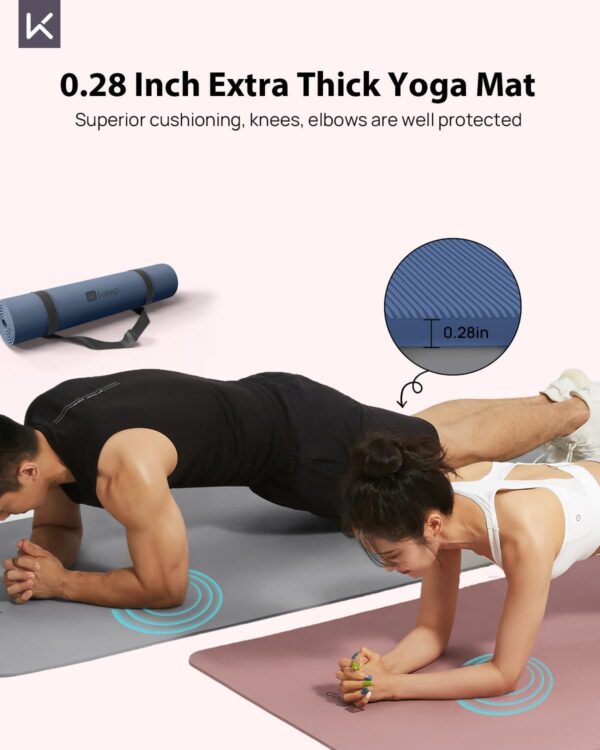 KEEP Yoga Mat, 32" Extra Wide Exercise Mat with Strap for Men and Women, 7mm Thick Double-Sided Non-Slip Eco-friendly Yoga Mat for Pilates, Workout and Fitness - Image 2