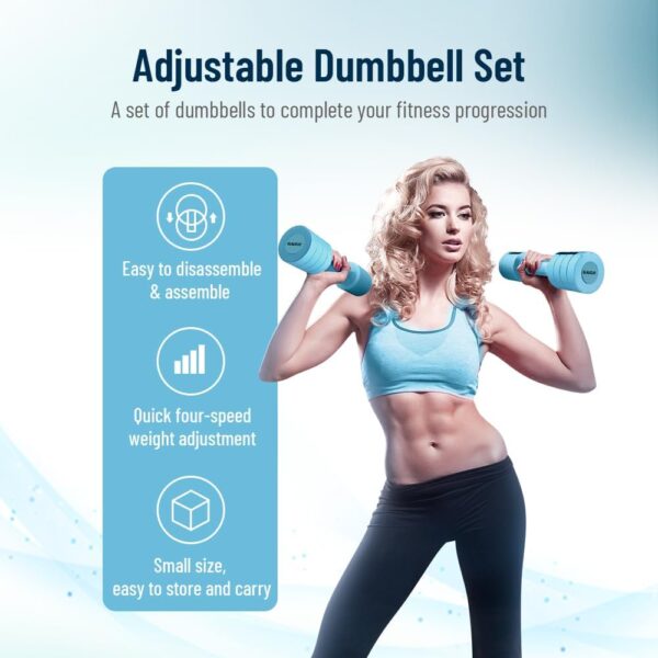 Adjustable Weight Dumbbells Set- A Pair 4lb 6lb 8lb 10lb (2lb-5lb Each) Free Weights Set for Women at Home Gym Equipment Workouts Strength Training for Teens - Image 5