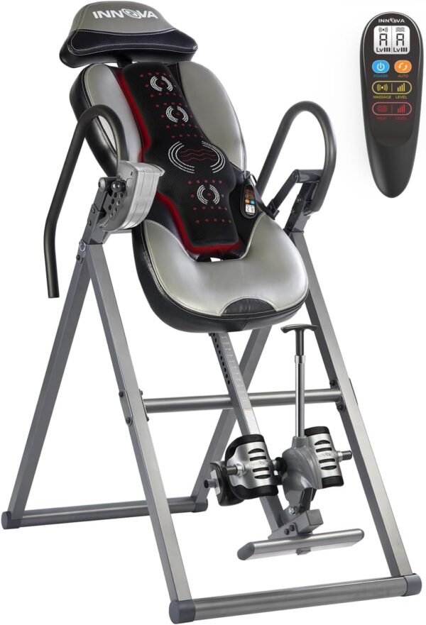 INNOVA HEALTH AND FITNESS ITM5900 Advanced Heat and Massage Inversion Table, Gray/Black