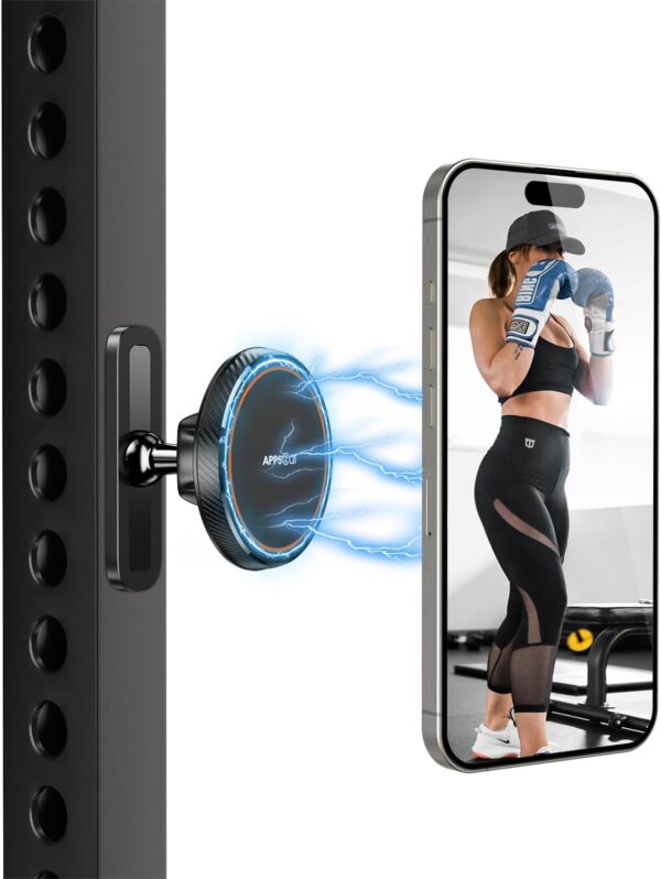 APPS2Car Gym Magnetic Phone Holder for Magsafe - 360 Adjustable, Dual Magnets, Alloy Base/Joint - Compatible with iPhone 16/15/14/13/12 Series - Fitness Accessory - Image 9