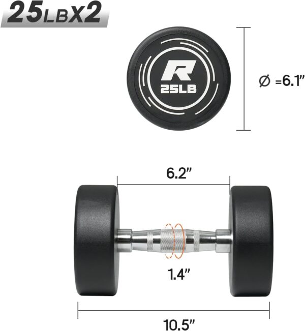 RitFit 5-250 LBS PVC Encased Round Dumbbell sets with Knurled Handle and Optional Rack, Strength Training Equipment for Home Gym - Image 4