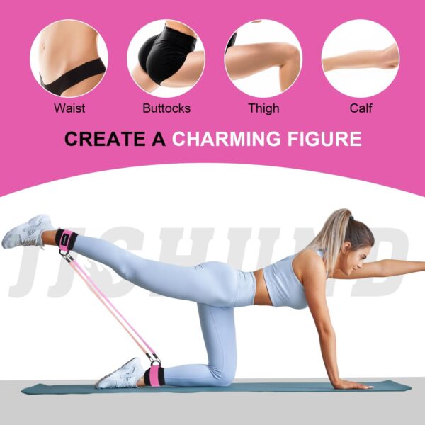 Ankle Resistance Bands with Cuffs, 3 Level Ankle Bands for Working Out, Resistance Bands for Legs and Butt, Glutes Workout Equipment for Kickbacks Hip Fitness Training, Exercise Bands for Women - Image 5