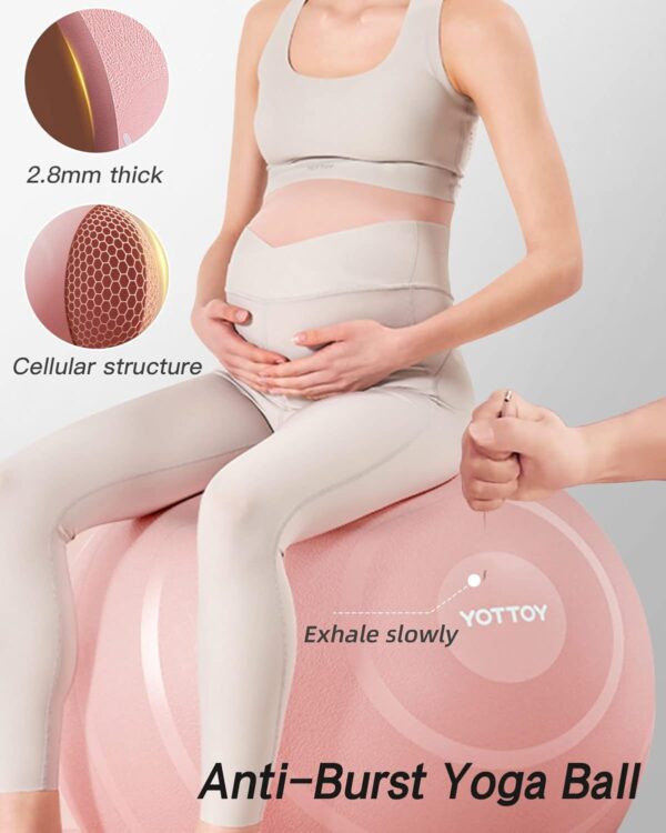 YOTTOY Anti-Burst Exercise Ball for Working Out, Yoga Ball for Pregnancy,Extra Thick Workout Ball for Physical Therapy,Stability Ball for Ball Chair Fitness with Pump - Image 2