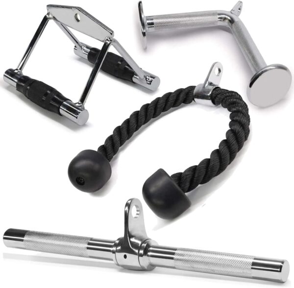 Yes4All Tricep Press Down Cable Machine Attachment Set, LAT Pulldown Attachment, Cable Machine Accessories for Home Gym