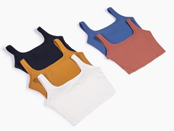 Chilylori Women's Seamless Sports Bra Workout Crop Top Ribbed Padded Longline Wirefree Medium Support Tank Tops Fitness - Image 5