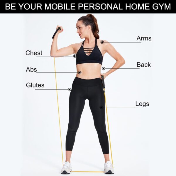 Resistance Bands with Handles, Exercise Resistance Bands, Workout Bands with Door Anchors, Adjustable Length, for Resistance Training, Physical Therapy, Home Workouts - Image 3