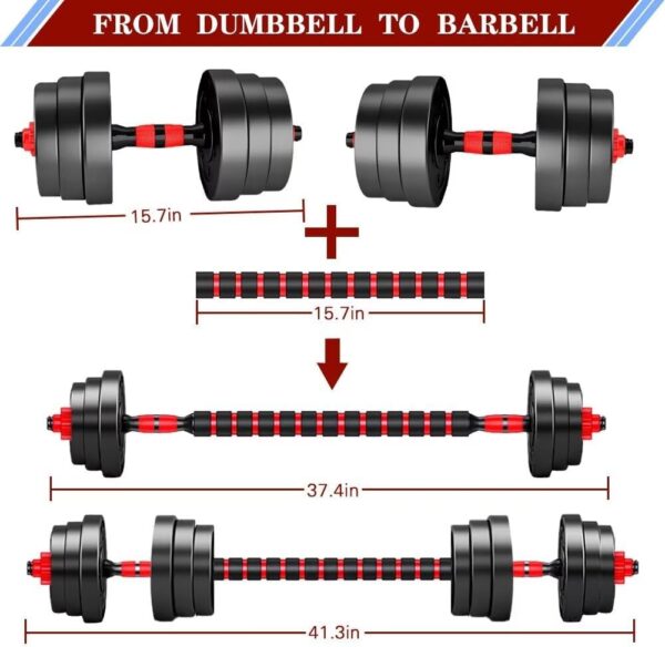 Adjustable-Dumbbells-Sets,Free Weights-Dumbbells Set of 2 Convertible To Barbell A Pair of Lightweight for Home Gym,Women and Men Equipment - Image 3