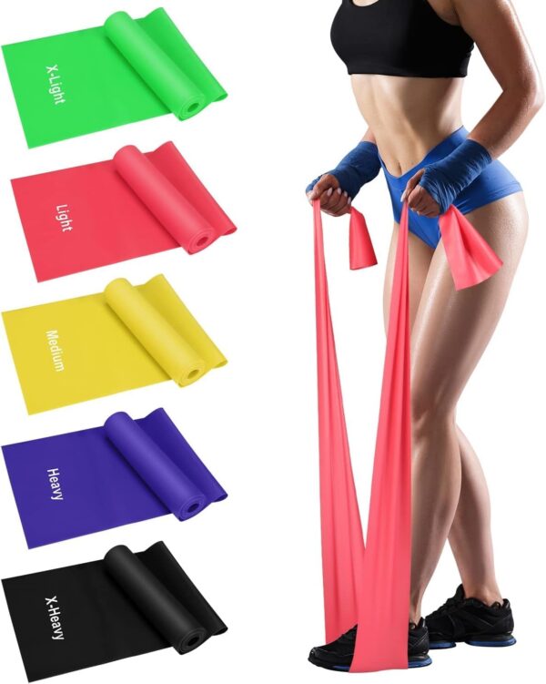 Exercise Bands for Working Out, Resistance Bands Set with 5 Resistance Levels, Skin-Friendly Elastic Bands with Carrying Pouch for Home Workout