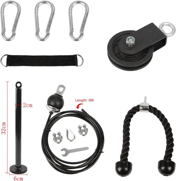 LFJ LAT Pull Down and Lift Weight Pulley System Cable Machine Pulley Attachment for Triceps Pull Down, Biceps Curl, Back, Forearm, Shoulder Home Gym Equipment - Image 2