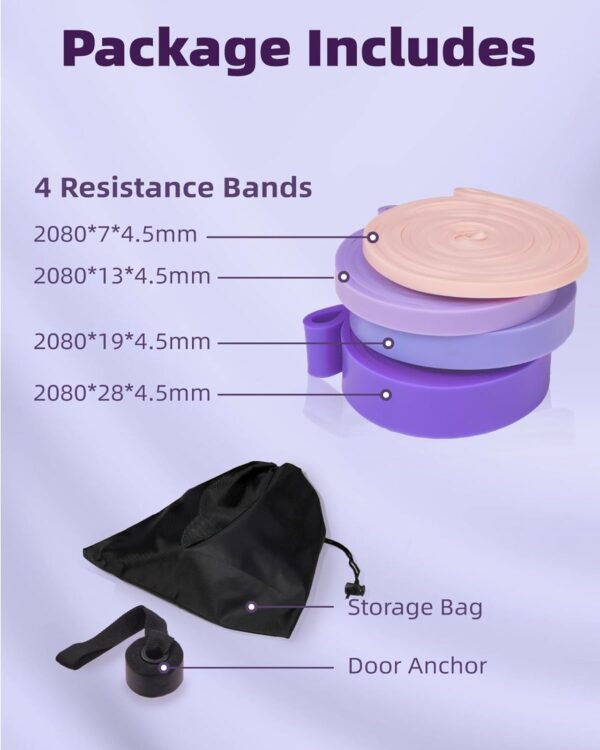 Pull Up Bands, Fitense 5-80lbs Resistance Bands Set with Door Anchor, Stretching Assist Band, Portable Exercise, Muscle Training, Physical Therapy, Exercise Workout Bands for Working Out for Women - Image 7