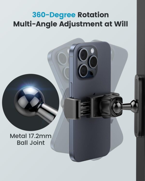 APPS2Car Gym Magnetic Phone Holder, 360 Adjustable, Compatible with 4.7-6.5" Smartphones, Alloy Base and Joint, Black - Image 5