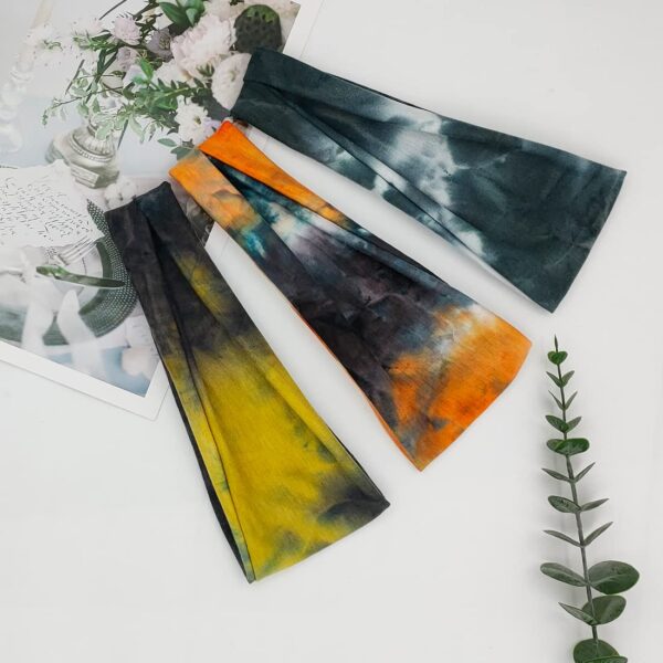 Headbands For Women Workout Wide Headband Yoga Head Bands For Women's Hair Accessories Fashion Band Tie Dye 6 Pack - Image 4