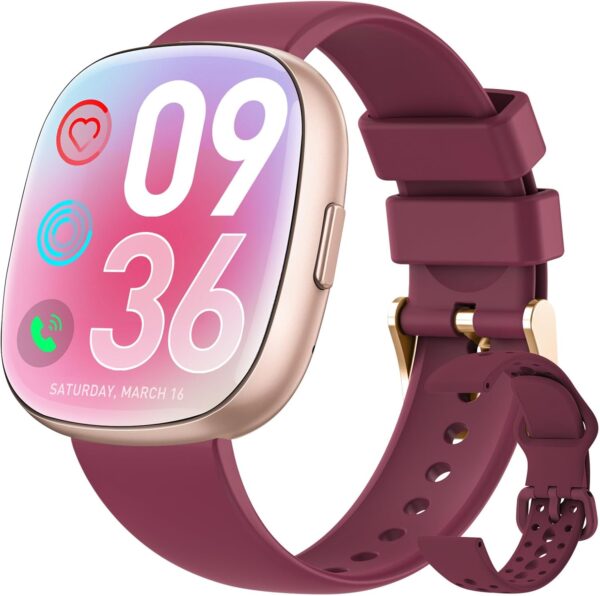 Smart Watches for Men Women Fitness: Fitness Tracker with Blutooth Call 24H Heart Rate SpO2 Sleep Monitor 5ATM Waterproof 120+ Sport Mode Smartwatch Compatible with iPhone Android Phones (Wine Red)