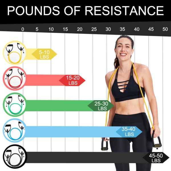Resistance Bands with Handles, Exercise Resistance Bands, Workout Bands with Door Anchors, Adjustable Length, for Resistance Training, Physical Therapy, Home Workouts - Image 2