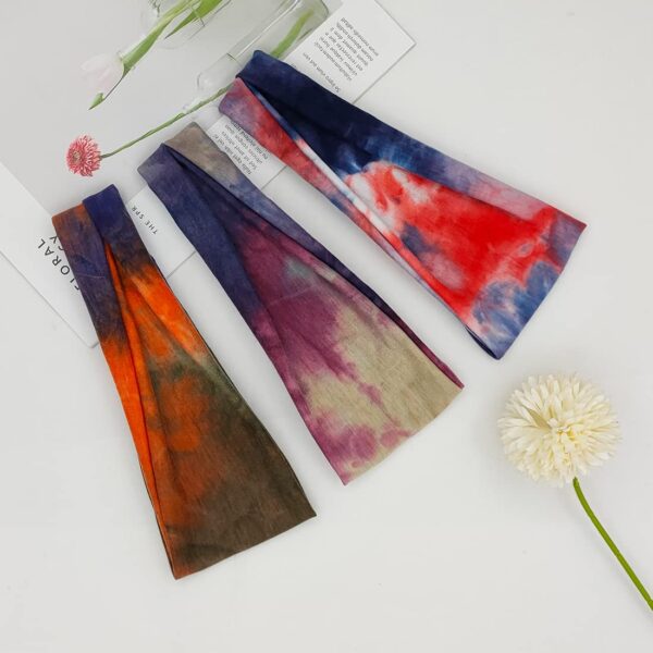 Headbands For Women Workout Wide Headband Yoga Head Bands For Women's Hair Accessories Fashion Band Tie Dye 6 Pack - Image 5