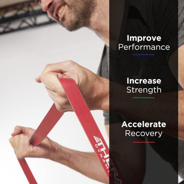 THERABAND High Resistance Bands, Set of 2 Elastic Super Bands for Improving Flexibility, Injury Rehab, & Full Body Workouts, Heavy Duty Stretch Bands for Lifting, 1 Light & 1 Medium Band - Image 3