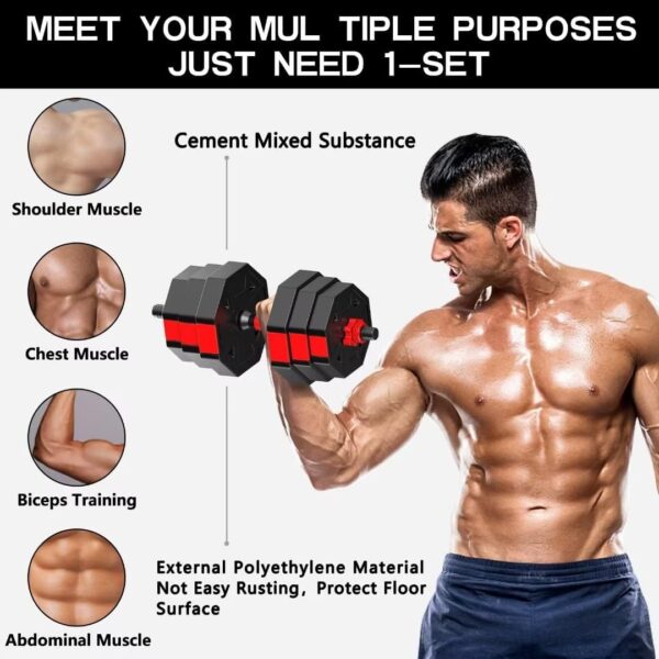 Adjustable Weights Dumbbells Set, 20/30/40/60/80lbs Non-Rolling Adjustable Dumbbell Set, Free Weights Dumbbells Set Hexagon, Weights Set for Home Gym - Image 4