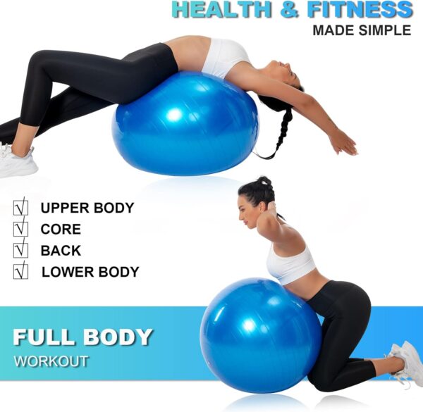 Yoga Ball Exercise Ball - Anti-Slip and Anti-Burst Workout Ball, Birthing Ball Fitness Ball with Quick Pump, Balance Ball Chair for Stability, Pregnancy and Physical Therapy - Image 6