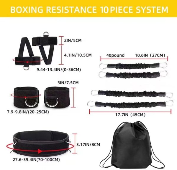 Boxing Resistance Bands, Leg Strength and Agility Speed Trainer Exercise Full Body Fitness Workout Power Punch Pro for MMA, Karate Combat Volleyball Basketball Football Training Equipment - Image 4