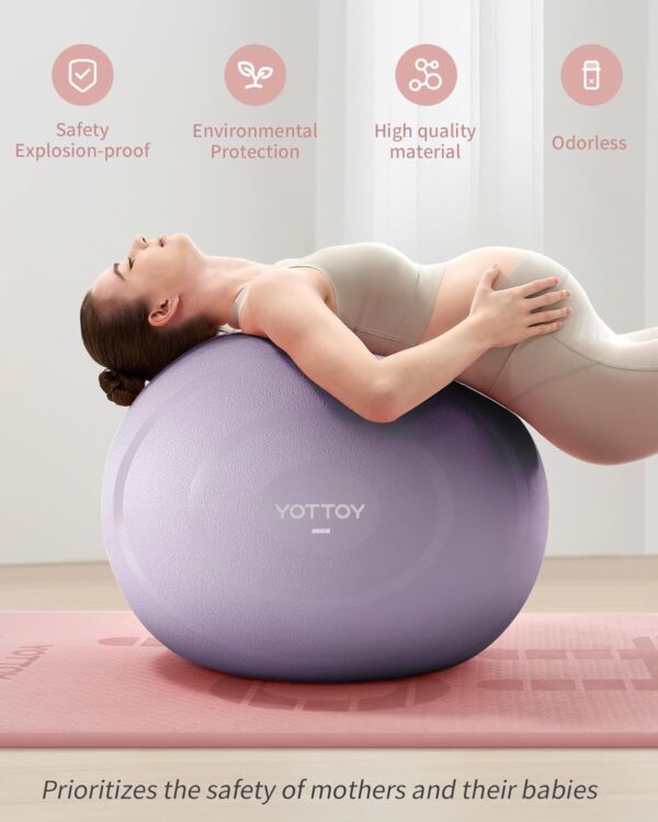 YOTTOY Anti-Burst Exercise Ball for Working Out, Yoga Ball for Pregnancy,Extra Thick Workout Ball for Physical Therapy,Stability Ball for Ball Chair Fitness with Pump - Image 5