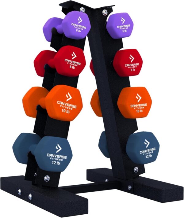Neoprene Dumbbells with rack | Multiple Options in 60lb,90lb,150lb and 165lb Hand Weights Home Gym Anti-Slip, Anti-Roll Strength Training and Fitness