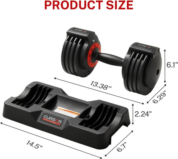 CURSOR FITNESS Adjustable Dumbbells, 5-IN-1 Quick Adjustable Weights Dumbbells, 25lbs, 55lbs Home Weight Strength Training, Single - Image 5
