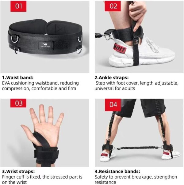 Boxing Resistance Bands, Leg Strength and Agility Speed Trainer Exercise Full Body Fitness Workout Power Punch Pro for MMA, Karate Combat Volleyball Basketball Football Training Equipment - Image 3