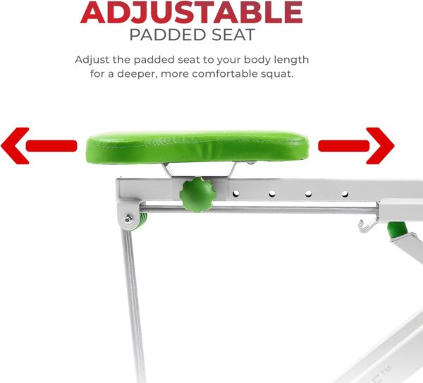 Sunny Health & Fitness Row-N-Ride Squat Assist Trainer, Foldable & Easy Setup Exercise Equipment w/Adjustable Resistance, Home Gym Training Machine for Arm, Glute & Leg Workout, Optional in Colors - Image 7