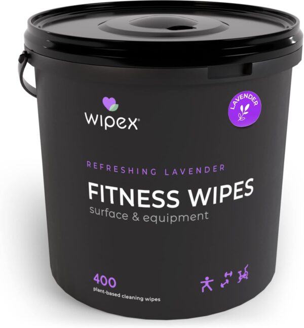 Wipex Gym Wipes – Natural Fitness Equipment Wipes, Plant-Based Cloth - Lavender and Vinegar Wipes to Clean Surfaces, Safe Yoga Mat Cleaner Wipes, All Purpose Gym Cleaner & Peloton Wipes, 400 Count